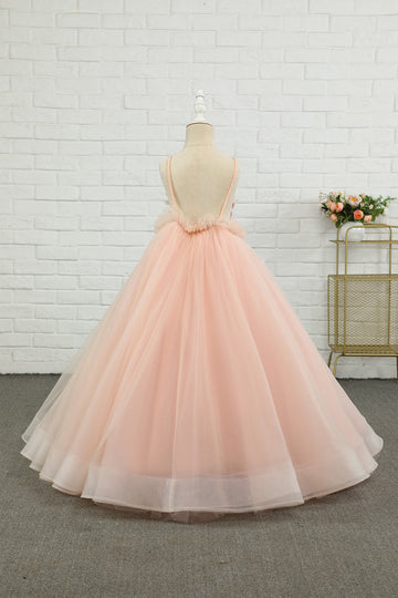 Vestido de menina de menina de manta de spaghetti de tulle rosa